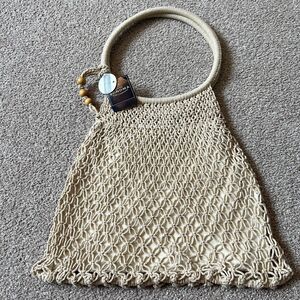 Vintage Sonoma Boho Handmade Crochet Knit Tote Handbag Beach Hobo Shoulder Bag